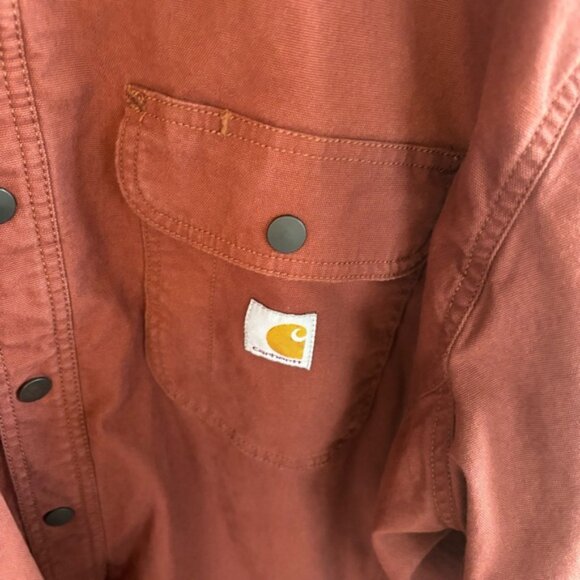 Carhartt Rugged Flex Rust Red Canvas Fleece Lined Shirt Jacket Shacket Mens 3XLT - Picture 6 of 11